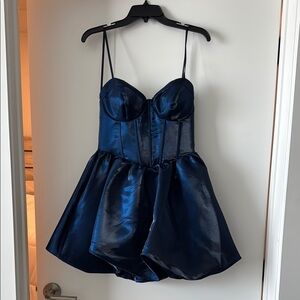 B. Darlin Navy Blue Shimmer Bubble Skirt Dress
